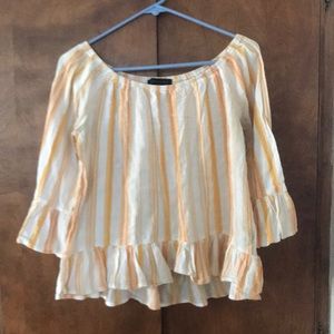 Sanctuary White Orange Vertical Stripe Lightweight Summer Blouse